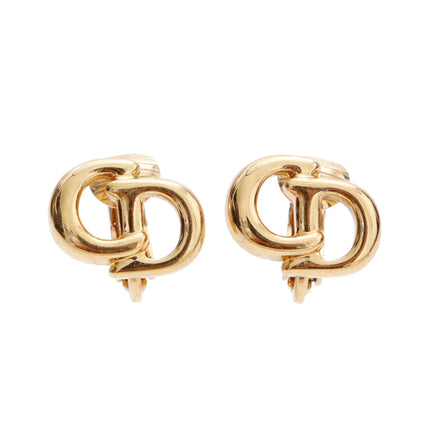 Christian Dior gold plated CD letter clip on earrings