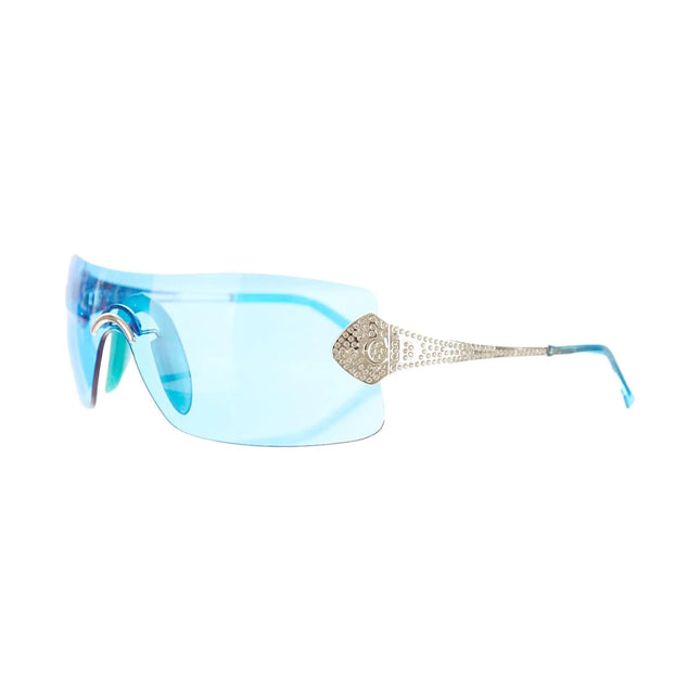 Dior Alek Wek sunglasses with silver plated stems embellished with Swarovski crystals and blue mono lens