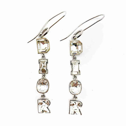 Dior Crystal Dangle Letter Earrings