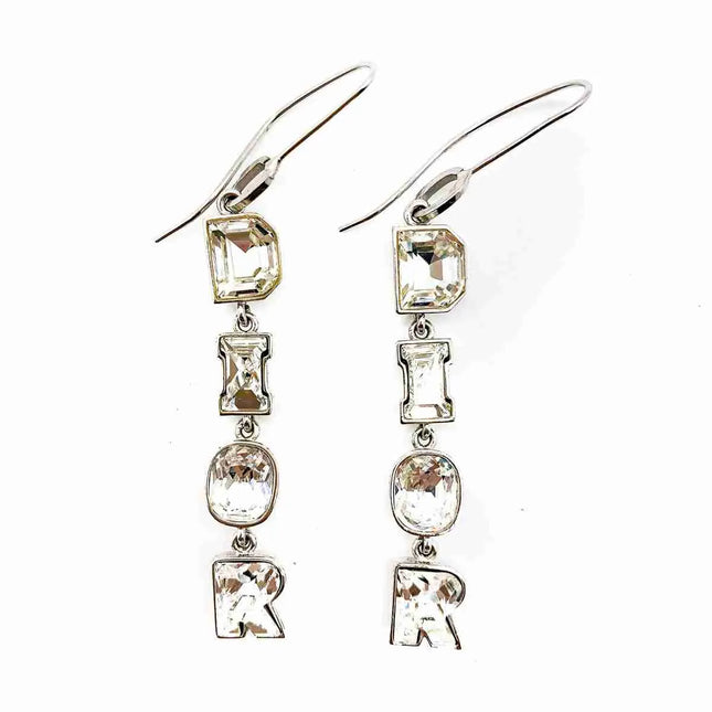 Dior Crystal Dangle Letter Earrings