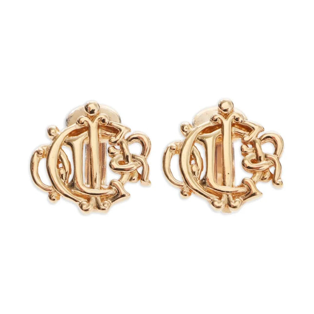 Christian Dior clip earrings in the shape of the original intricate monogram design.